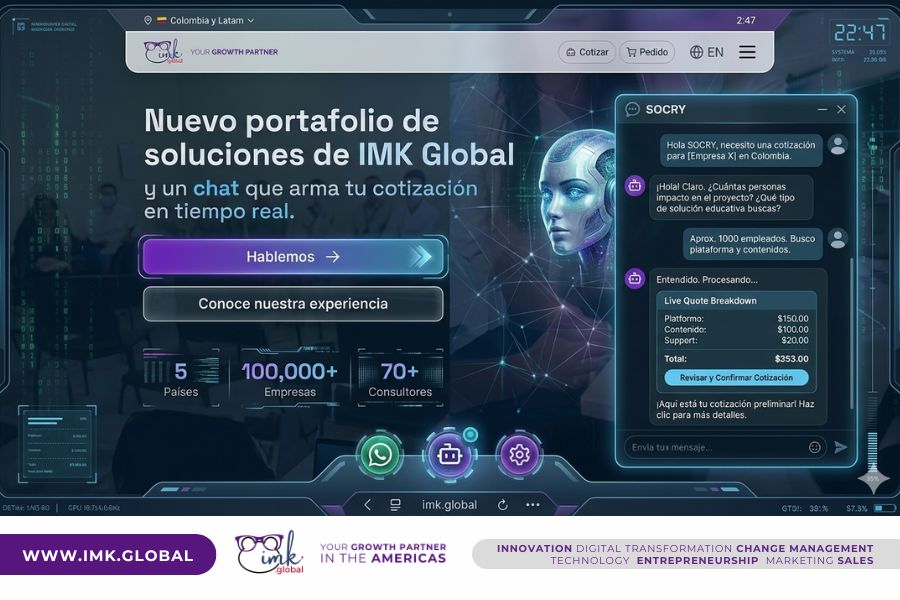 Nuevo portafolio de soluciones de IMK Global y un chat que arma tu cotización en tiempo real